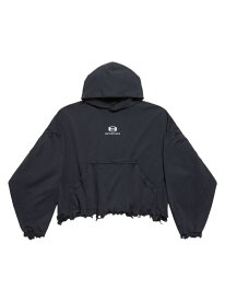 【送料無料】 バレンシアガ レディース パーカー・スウェット フーディー アウター Unity Sports Icon Cropped Oversized Hoodie black white