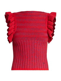 【送料無料】 ヴィクトリア ベッカム レディース タンクトップ トップス Ruffled Wool Melange Sleeve Tank red