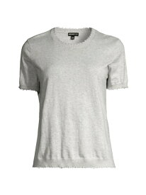 【送料無料】 ミニーローズ レディース Tシャツ トップス Cotton-Cashmere Frayed Boxy T-Shirt light heather grey