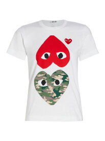 【送料無料】 コム・デ・ギャルソン レディース Tシャツ トップス Camouflage-Heart-Print Cotton Jersey T-Shirt white