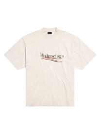 【送料無料】 バレンシアガ メンズ Tシャツ トップス Medium Fit Political Stencil T-Shirt beige