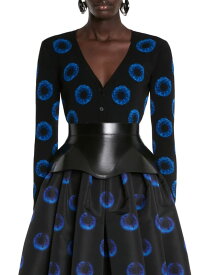 【送料無料】 アレキサンダー・マックイーン レディース ニット・セーター カーディガン アウター Iris Jacquard-Knit Cardigan black blue