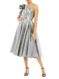 【送料無料】 マックダガル レディース ワンピース トップス Asymmetric Metallic Tea-Length Dress silver