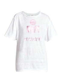 【送料無料】 イザベルマランエトワール レディース Tシャツ トップス Zewel Oversized Graphic Linen T-Shirt pink white