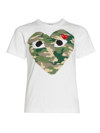 【送料無料】 コム・デ・ギャルソン レディース Tシャツ トップス Large Camouflage Heart Tee white