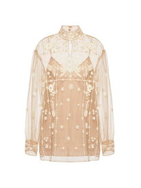 【送料無料】 ヴァレンティノ レディース シャツ トップス Tulle Illusione Embroidered Top pastel beige