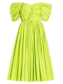 【送料無料】 アレキサンダー・マックイーン レディース ワンピース トップス Gathered Cotton Off-The-Shoulder Dress sage green