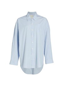 【送料無料】 アールサーティーン レディース シャツ トップス Drop Neck Oxford Shirt blue white pinstripe