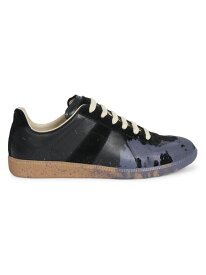 【送料無料】 マルタンマルジェラ レディース スニーカー シューズ Replica Paint Splatter Leather & Suede Low-Top Sneakers black