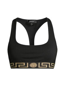 【送料無料】 ヴェルサーチ レディース ブラジャー スポーツブラ アンダーウェア Greca Border Sports Bra black