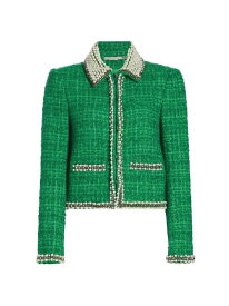 【送料無料】 アリス アンド オリビア レディース ジャケット・ブルゾン アウター Kidman Embellished Tweed Jacket light emerald