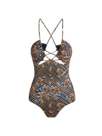 【送料無料】 ウラ・ジョンソン レディース ワンピース トップス Akami Printed Lace-Up One-Piece Swimsuit nocturne