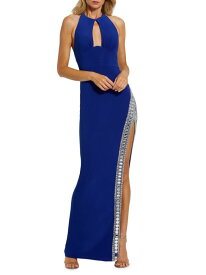 【送料無料】 マックダガル レディース ワンピース トップス Beaded Jersey Halterneck Gown cobalt