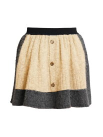 【送料無料】 ロエベ レディース スカート ボトムス Colorblocked Wool Knit Miniskirt yellow grey