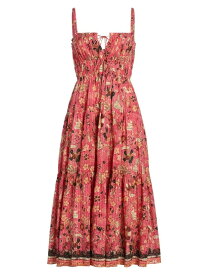 【送料無料】 ウラ・ジョンソン レディース ワンピース トップス Anisa Floral Cotton Gathered Midi-Dress hollyhock