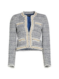 【送料無料】 ジェネレーションラブ レディース ジャケット・ブルゾン アウター Serena Cropped Tweed Jacket white indigo