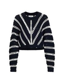 【送料無料】 バッシュ レディース ニット・セーター アウター Striped Crocheted Cropped Sweater marine
