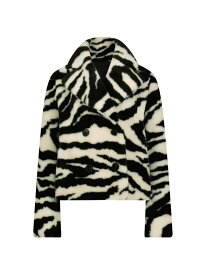 【送料無料】 ダウンレビー レディース ジャケット・ブルゾン アウター Madrid Striped Wool Faux Fur Jacket black cream zebra
