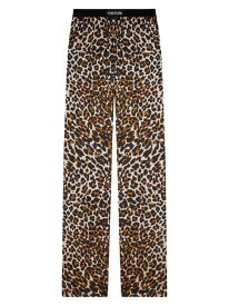 【送料無料】 トム・フォード レディース カジュアルパンツ ボトムス Leopard-Print Silk-Blend Pants black beige