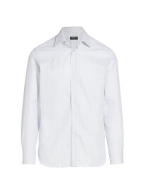 【送料無料】 ゼニア メンズ シャツ トップス Pinstripe Cotton Shirt blue