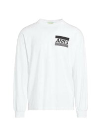 【送料無料】 アリーズ メンズ Tシャツ トップス Credit Card Logo Cotton Long-Sleeve T-Shirt white