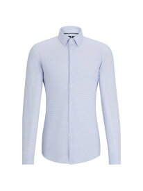 【送料無料】 ボス メンズ シャツ トップス Slim-Fit Shirt in Printed Performance-Stretch Fabric light blue