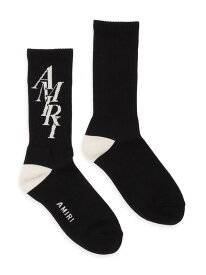 【送料無料】 アミリ メンズ 靴下 アンダーウェア Logo Crew Socks black