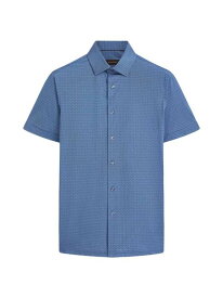 【送料無料】 ブガッチ メンズ シャツ トップス Ooohcotton Milo Geometric Cotton-Blend Short-Sleeve Shirt classic blue