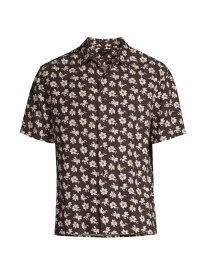 【送料無料】 ヴィンス メンズ シャツ トップス Abstract Daisies Linen-Blend Shirt soft black