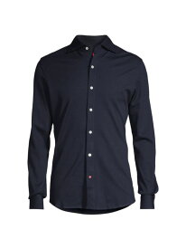 【送料無料】 イザイア メンズ シャツ トップス Jersey Button-Front Shirt dark blue