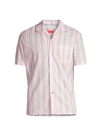 【送料無料】 イザイア メンズ シャツ トップス Camp Collar Shirt pink brush stripe