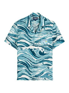 yz BuNC Y Vc gbvX Wave Linen Short-Sleeve Shirt blue