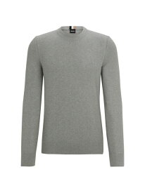 【送料無料】 ボス メンズ ニット・セーター アウター Micro-Structured Crew-Neck Sweater in Cotton grey