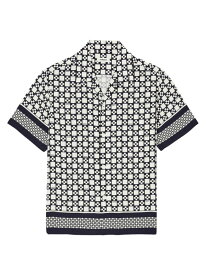【送料無料】 サンドロ メンズ シャツ トップス Square Cross Short-Sleeved Shirt ecru navy