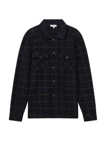 【送料無料】 レイス メンズ シャツ トップス Pearce Check Wool-Blend Shirt navy