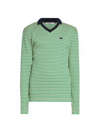 【送料無料】 ウェールズ ボナー メンズ ポロシャツ トップス Sonic Striped Knit Long-Sleeve Polo ivory green