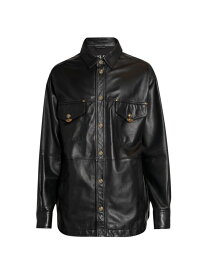 【送料無料】 ヴェルサーチ メンズ ジャケット・ブルゾン アウター Leather Shirt Jacket black