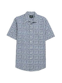 【送料無料】 ロッドアンドグン メンズ シャツ トップス Becksley Geometric Linen & Cotton-Blend Button-Front Shirt porcelain