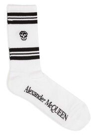 【送料無料】 アレキサンダー・マックイーン メンズ 靴下 アンダーウェア Skull Striped Socks white black