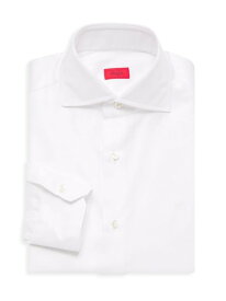 【送料無料】 イザイア メンズ シャツ トップス Herringbone Cotton Dress Shirt white