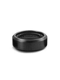 【送料無料】 デイビット・ユーマン メンズ リング アクセサリー StreamlineR Beveled Band Ring in Black Titanium black