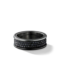【送料無料】 デイビット・ユーマン メンズ リング アクセサリー StreamlineR Three Row Band Ring with Pave Black Diamonds black