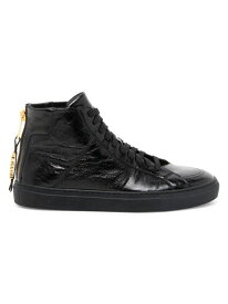 【送料無料】 モスキーノ メンズ スニーカー シューズ Crinkled Leather Sneakers black