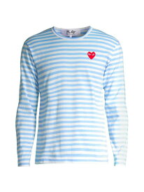 【送料無料】 コム・デ・ギャルソン メンズ Tシャツ トップス Striped Long-Sleeve Top blue