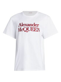 【送料無料】 アレキサンダー・マックイーン メンズ Tシャツ トップス Logo Cotton T-Shirt optical white