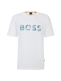 【送料無料】 ボス メンズ Tシャツ トップス Cotton-Jersey T-Shirt with Logo Print white