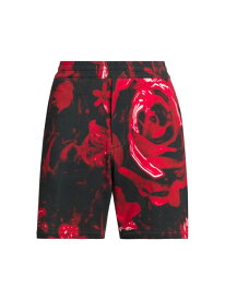 【送料無料】 アレキサンダー・マックイーン メンズ ハーフパンツ・ショーツ ボトムス Floral Cotton Shorts black red