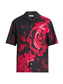 【送料無料】 アレキサンダー・マックイーン メンズ シャツ トップス Floral Cotton Camp Shirt black red