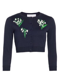 【送料無料】 キャロライナヘレラ レディース ニット・セーター カーディガン アウター Floral Embroidered Silk-Cotton Crop Cardigan midnight multi