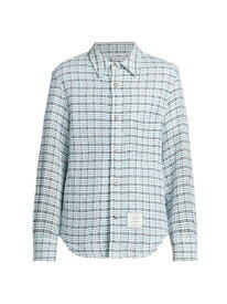 【送料無料】 トムブラウン メンズ ジャケット・ブルゾン アウター Plaid Snap-Front Shirt Jacket medium blue